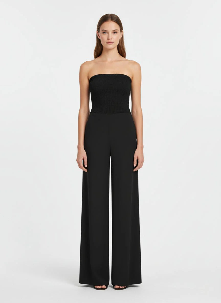 Strapless Wide Leg Jumpsuit Women Bandeau Palazzo Pleated