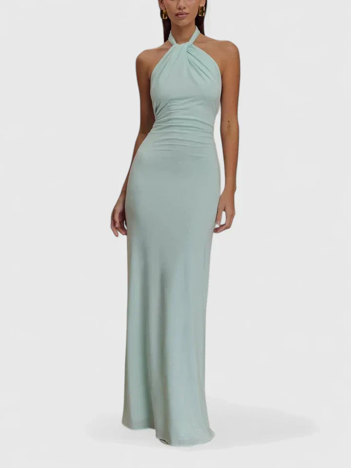 Mauve Twisted Halter Column Maxi Dress - Evening