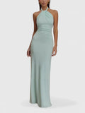 Mauve Twisted Halter Column Maxi Dress - Evening