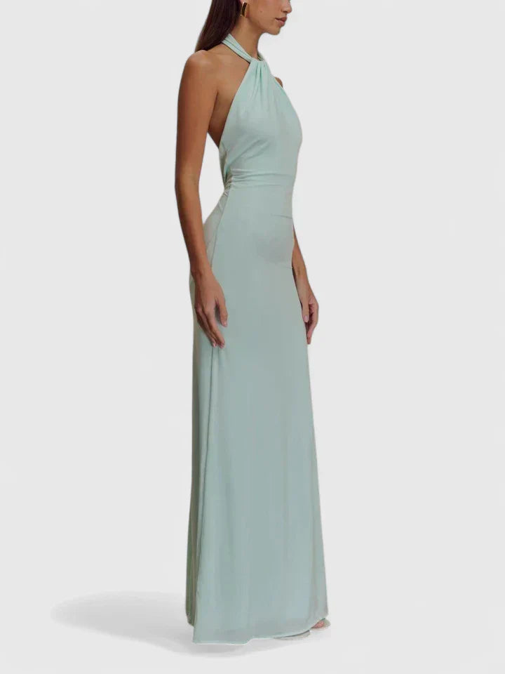 Mauve Twisted Halter Column Maxi Dress - Evening