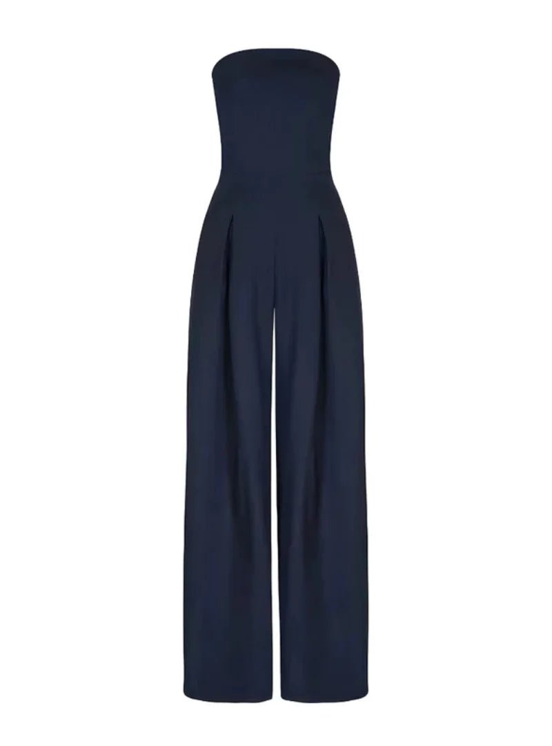 Strapless Wide Leg Jumpsuit Women Bandeau Palazzo Pleated