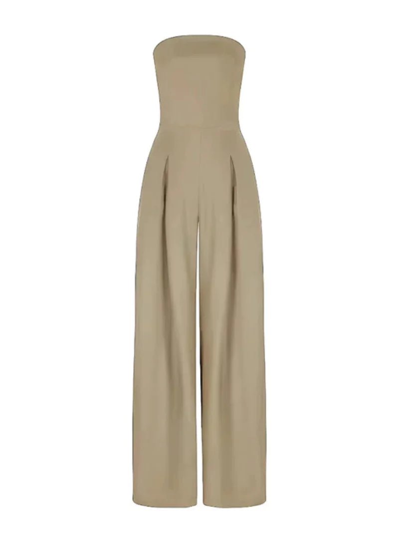 Strapless Wide Leg Jumpsuit Women Bandeau Palazzo Pleated