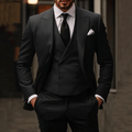 Men Three-Piece Suit Set Peak Lapel Double-Breasted Vest