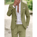 Men Two-Piece Suit Set Notch Lapel Textured Slim Fit