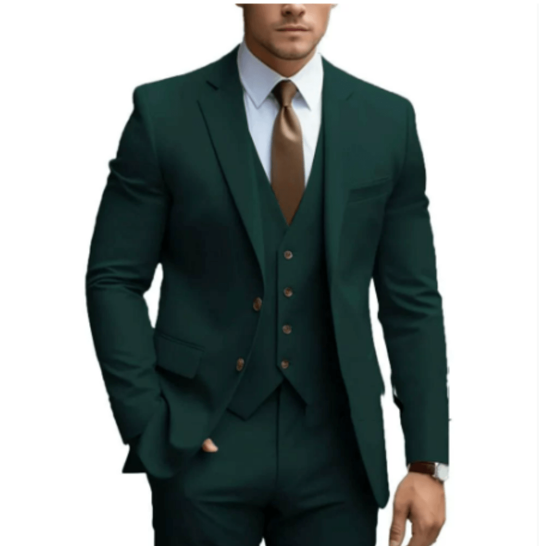 Men Three-Piece Suit Set Notch Lapel Wedding Formal Many Colors