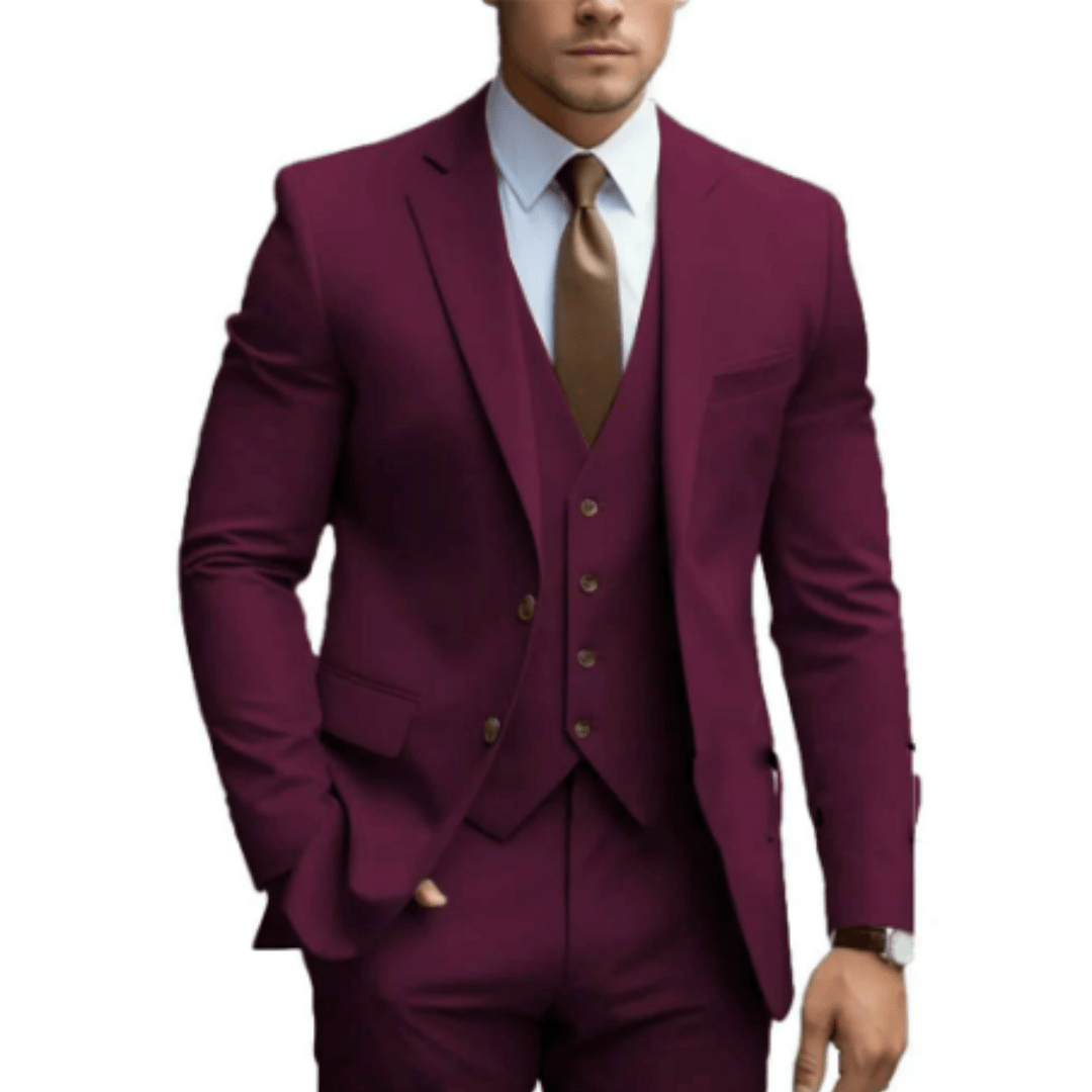 Men Three-Piece Suit Set Notch Lapel Wedding Formal Many Colors