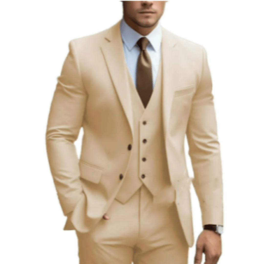 Men Three-Piece Suit Set Notch Lapel Wedding Formal Many Colors