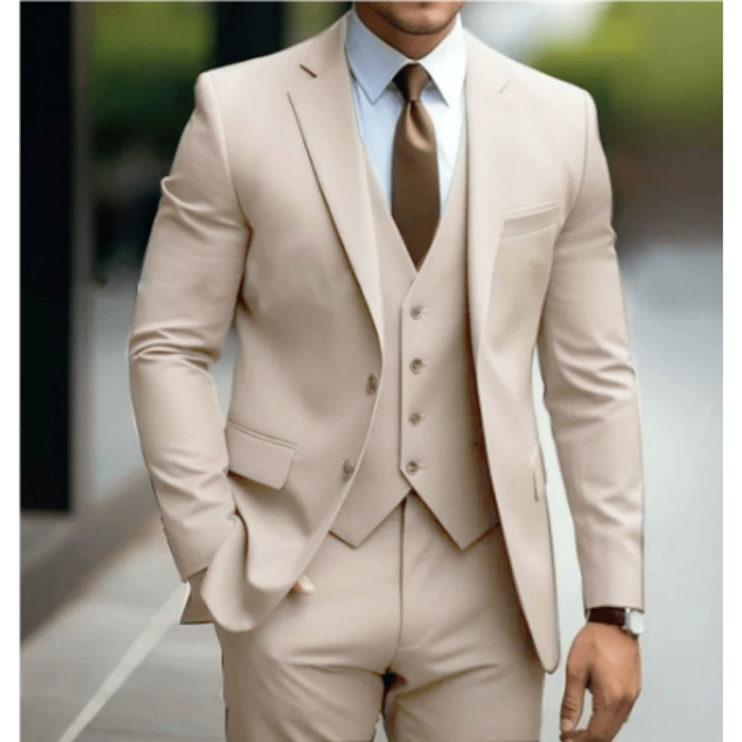 Men Three-Piece Suit Set Notch Lapel Wedding Formal Many Colors