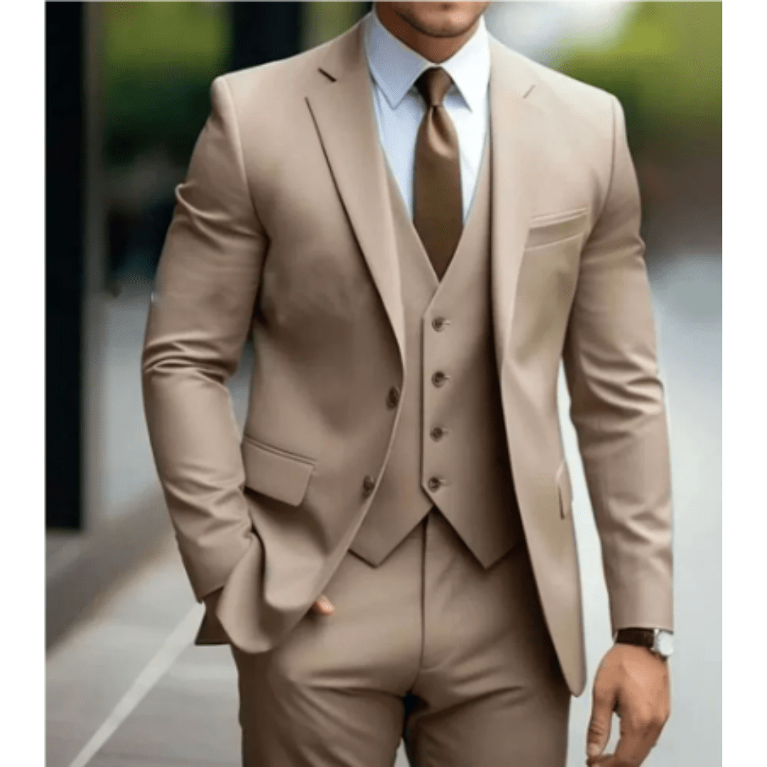 Men Three-Piece Suit Set Notch Lapel Wedding Formal Many Colors
