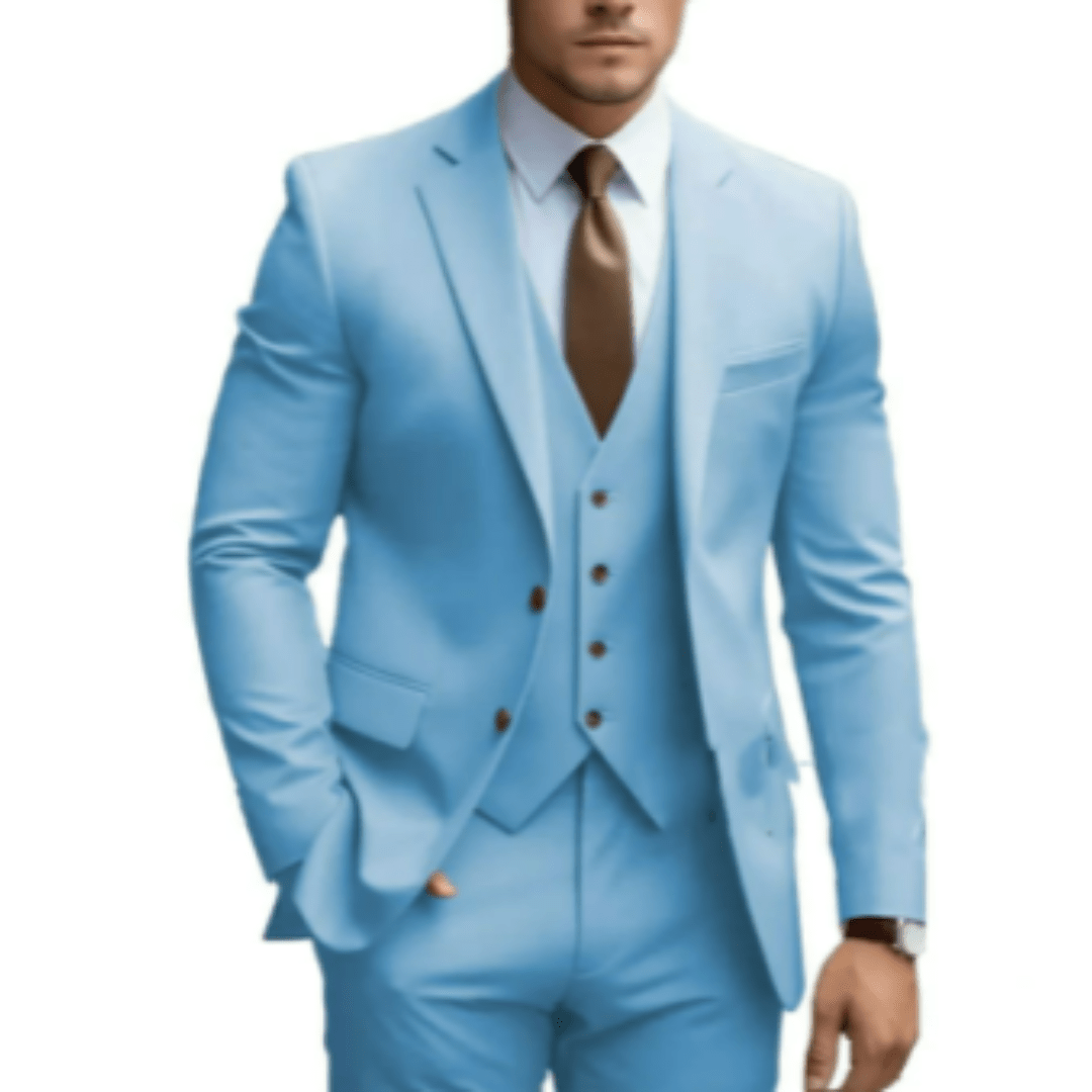 Men Three-Piece Suit Set Notch Lapel Wedding Formal Many Colors