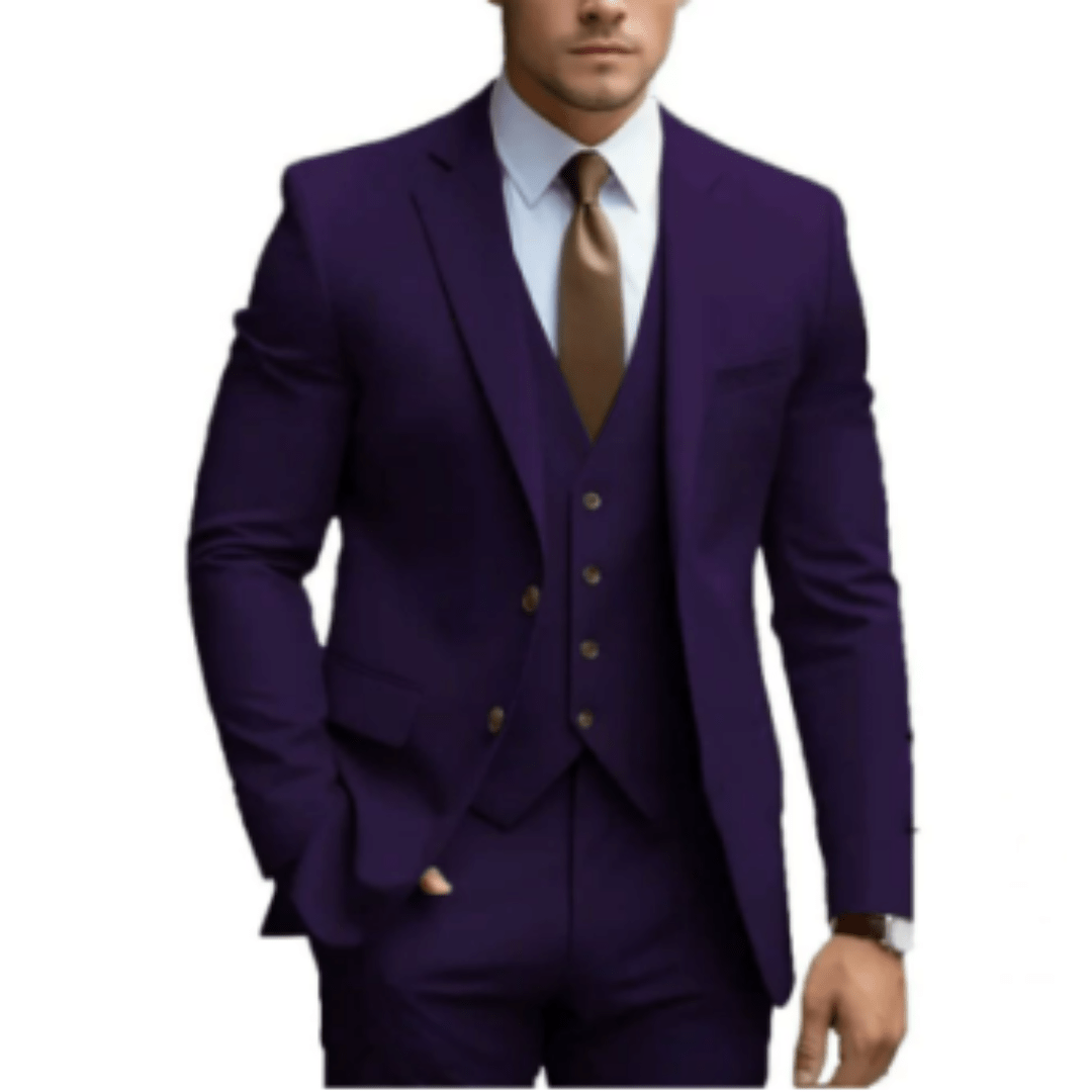 Men Three-Piece Suit Set Notch Lapel Wedding Formal Many Colors