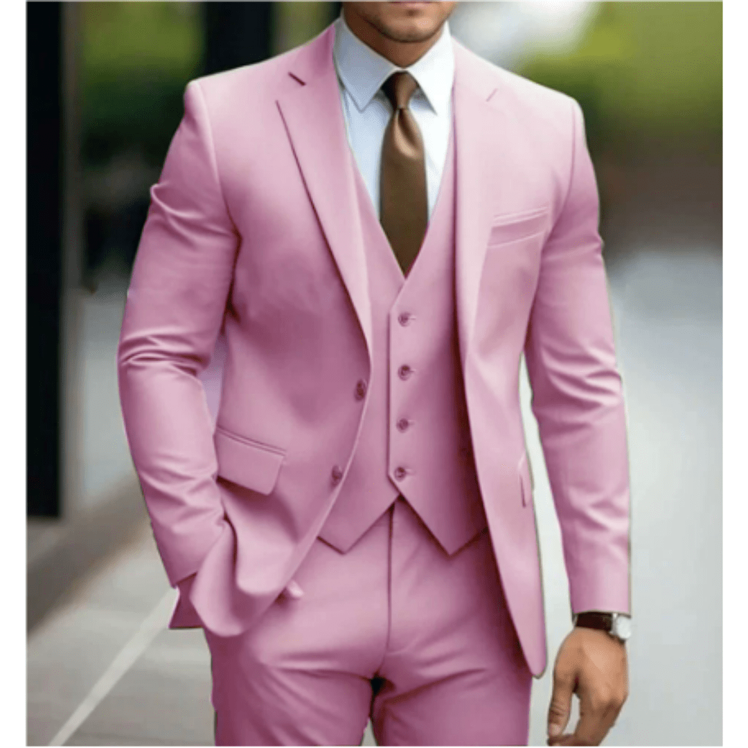 Men Three-Piece Suit Set Notch Lapel Wedding Formal Many Colors