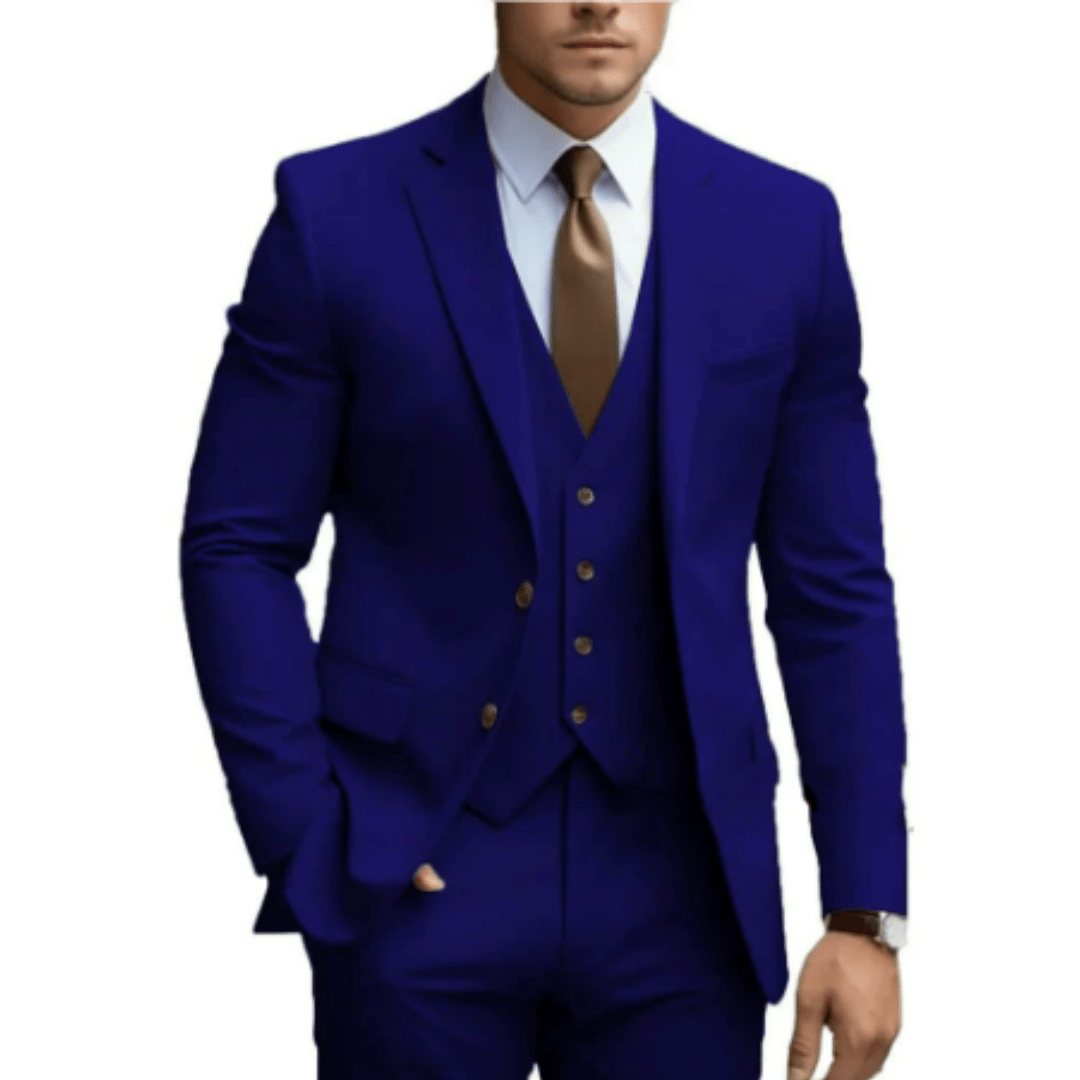 Men Three-Piece Suit Set Notch Lapel Wedding Formal Many Colors