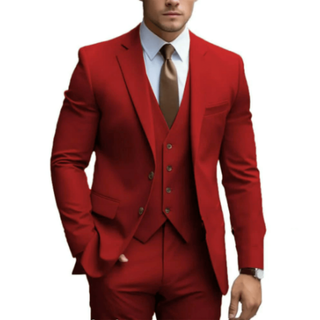 Men Three-Piece Suit Set Notch Lapel Wedding Formal Many Colors