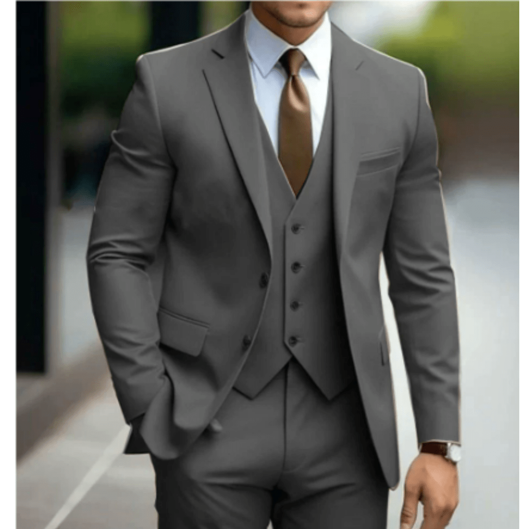 Men Three-Piece Suit Set Notch Lapel Wedding Formal Many Colors