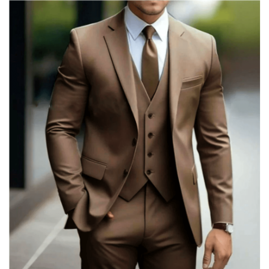 Men Three-Piece Suit Set Notch Lapel Wedding Formal Many Colors