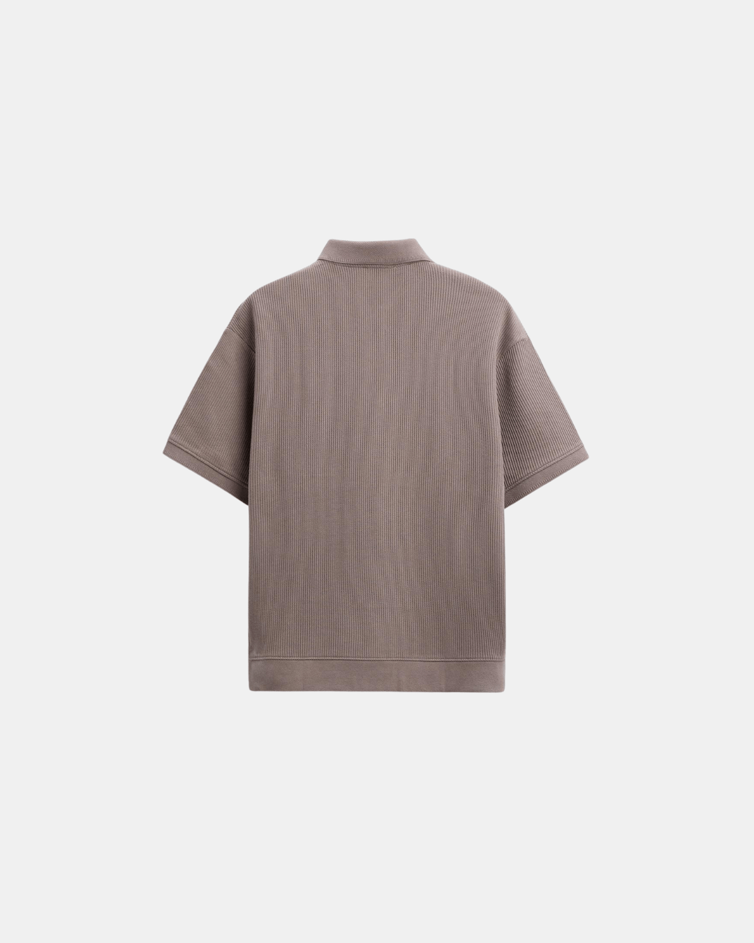 Two-Button Polo Shirt Men Short Sleeve Ribbed Knit Relaxed Fit