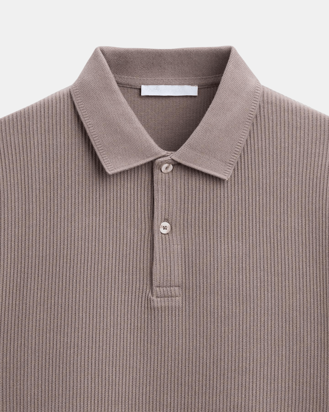 Two-Button Polo Shirt Men Short Sleeve Ribbed Knit Relaxed Fit