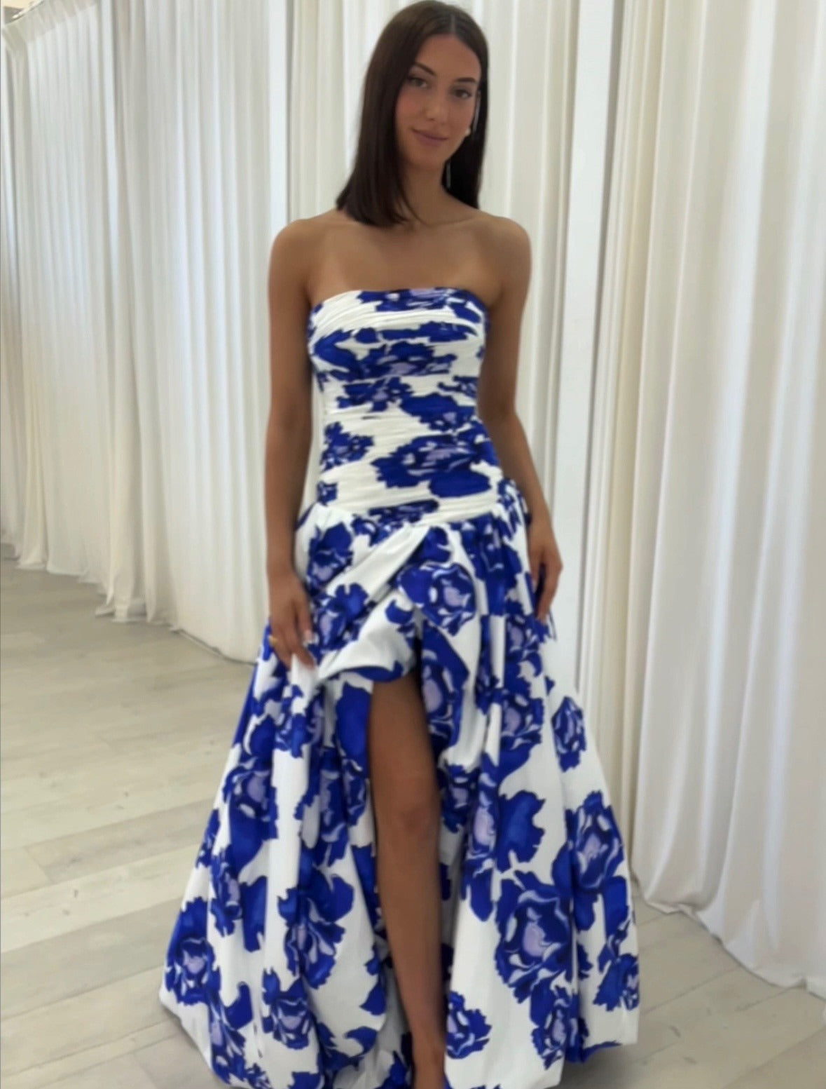 Floral Maxi Dress in Blue for Summer Events and Garden Parties