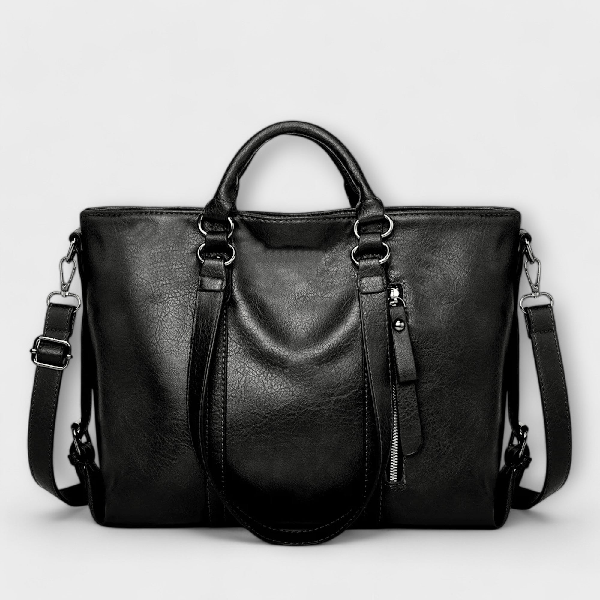 Cognac Distressed Minimalist Tote with Shoulder Strap