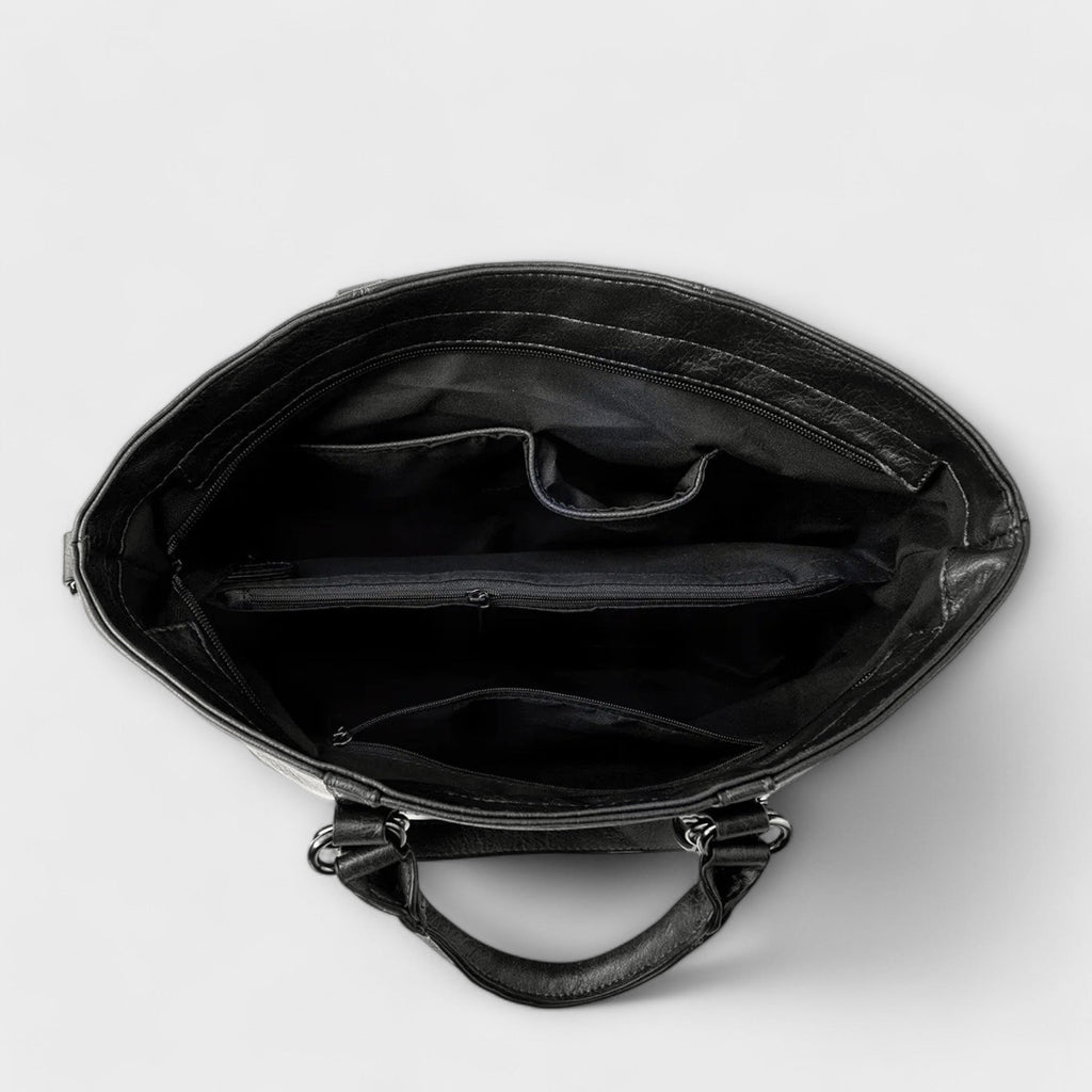 Cognac Distressed Minimalist Tote with Shoulder Strap